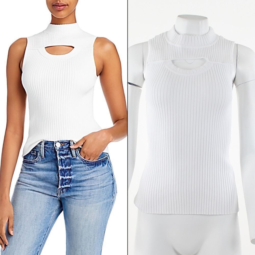 Rebecca Taylor Cutout Rib Knit Sweater Tank